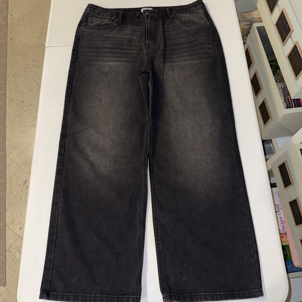 Vintage Refuge Skater Jeans Womens 11 Black Cotton Denim Wide Leg Low-Rise Baggy